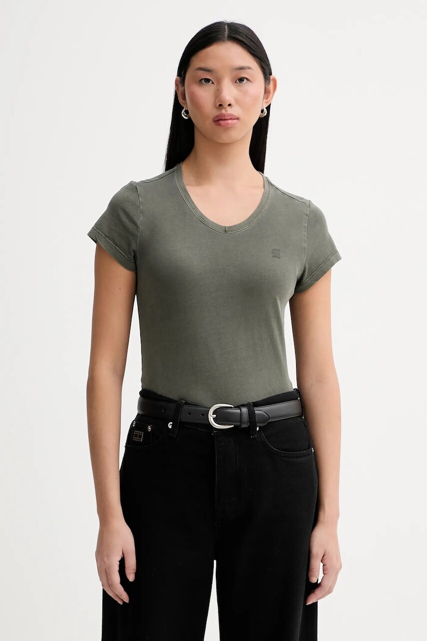 Bavlnené tričko G-Star dámske, zelená farba, D24533-B059