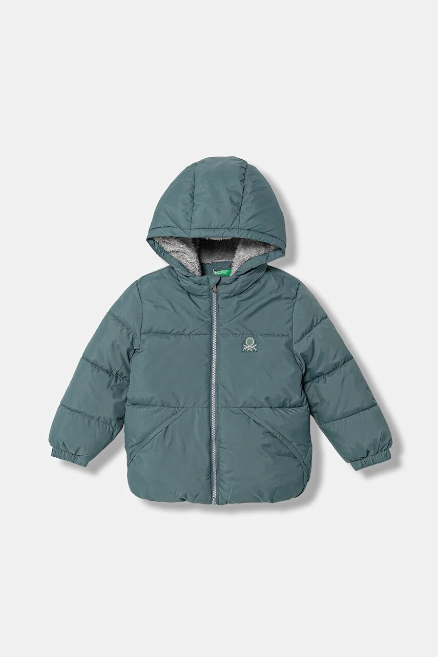 Detská bunda United Colors of Benetton zelená farba, 2WU0GN035