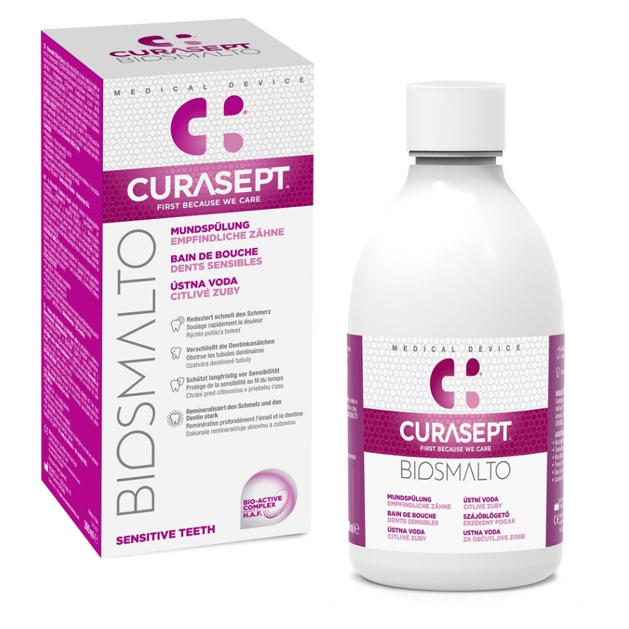 CURASEPT Biosmalto sensitive teeth ústna voda 300 ml, poškodený obal