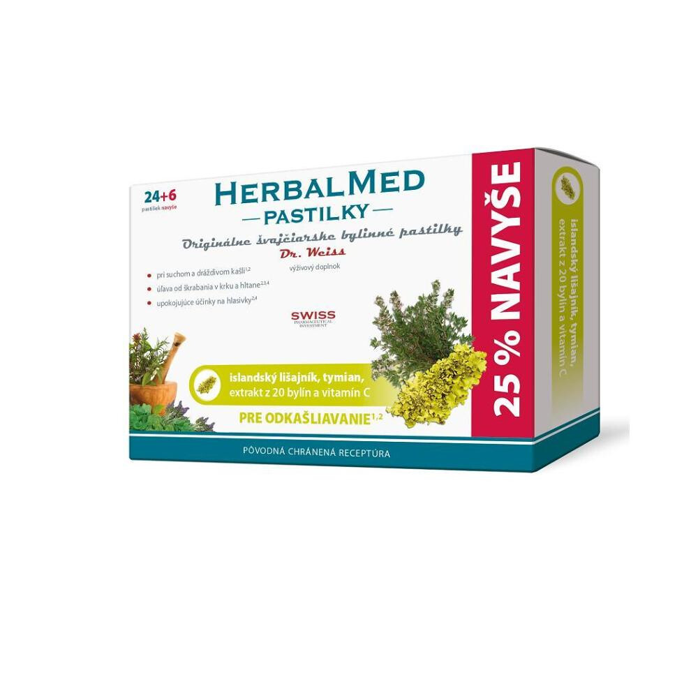 DR. WEISS Herbalmed islandský lišajník, tymián, vitamín C 24 + 6 pastiliek