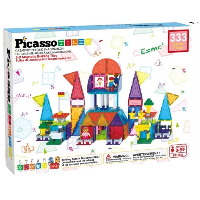 PicassoTiles magnetická stavebnica 333 ks stavebné bloky set