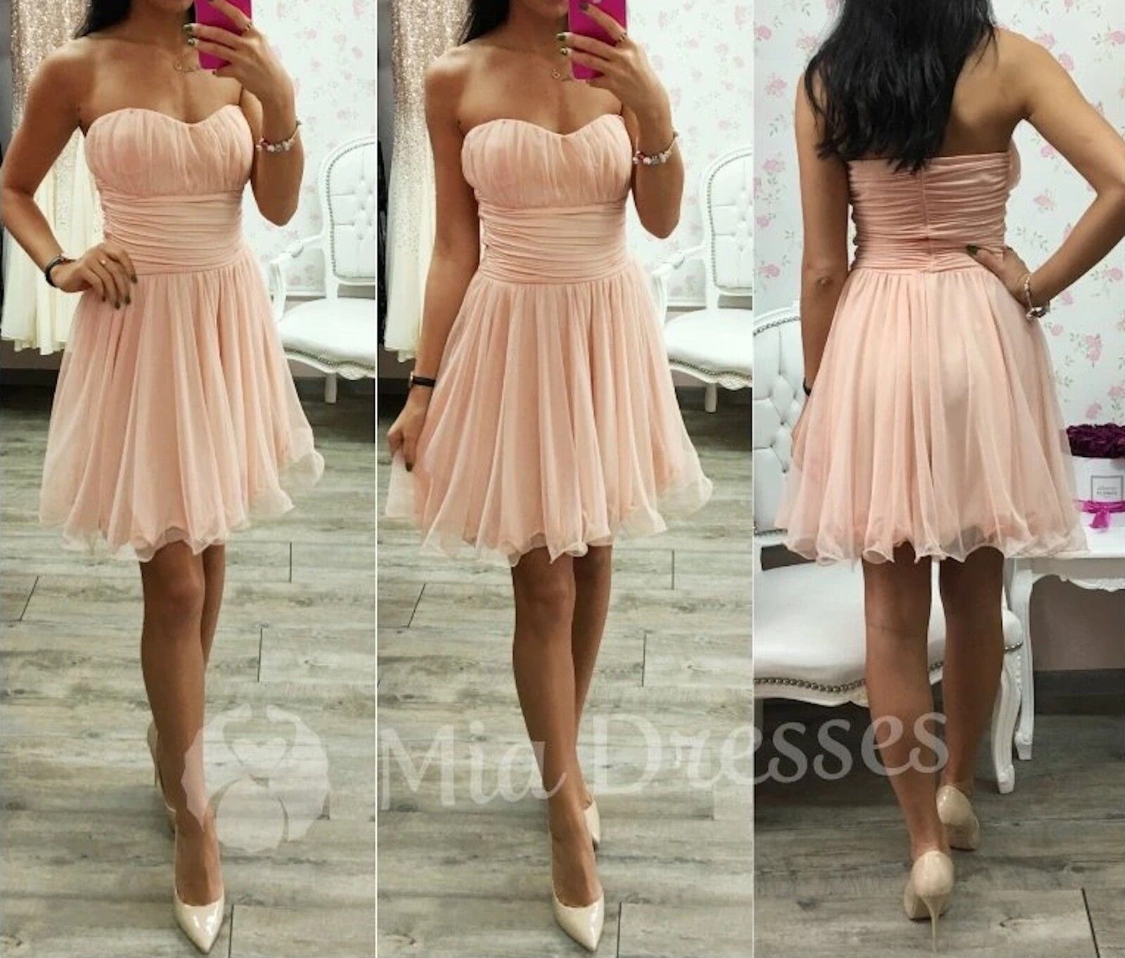 Poškodený tovar - Púdrové spoločenské šaty Veľkosť: S