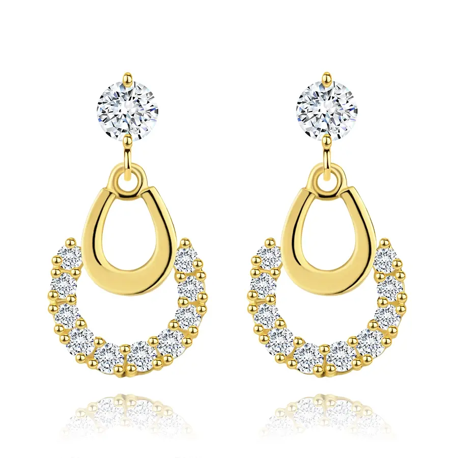 Náušnice 14K zlato s motívom podkovy a zirkónmi