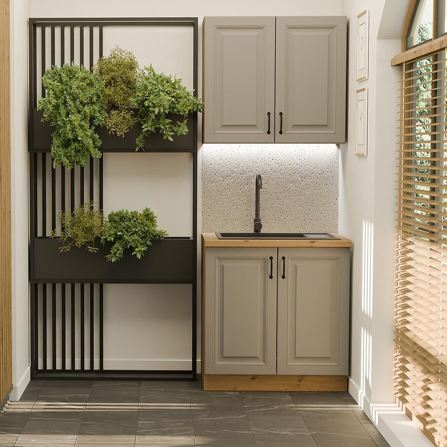 Kuchynská linka Stilo Clay Grey/Artisan 80cm bez pracovnej dosky