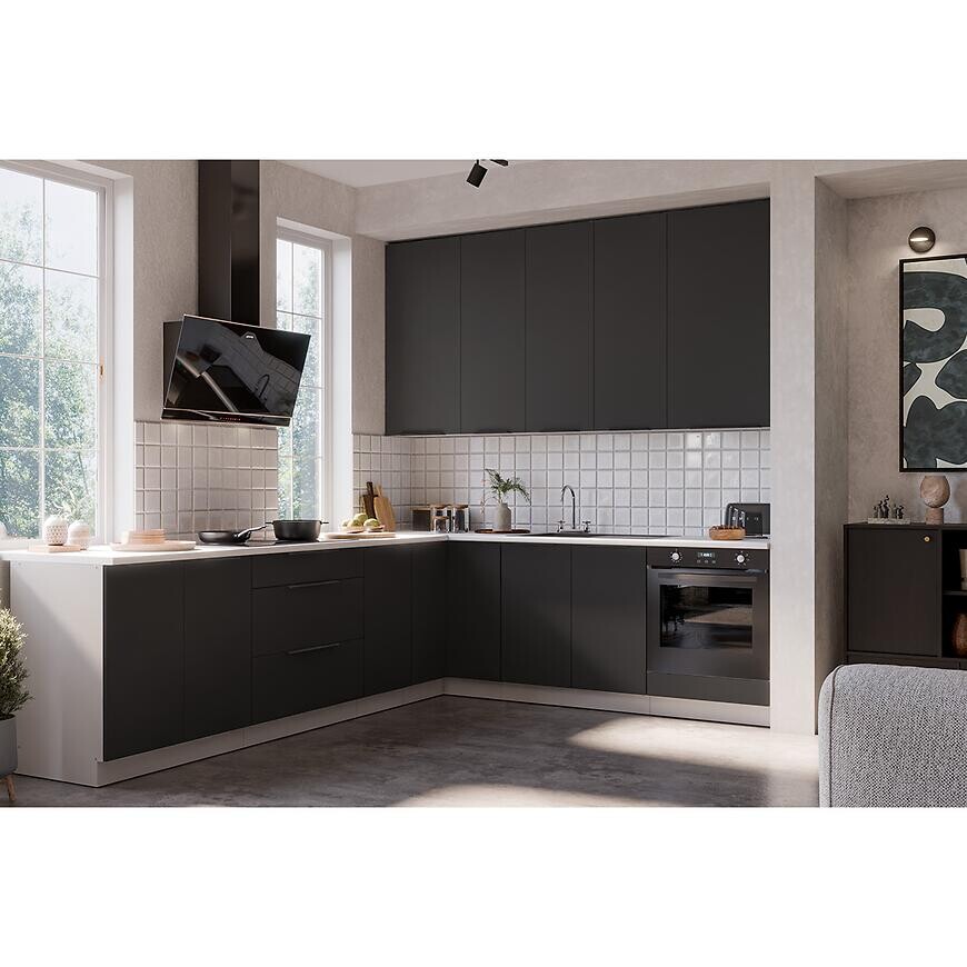 Kuchynská linka Aria BL/WH 260x230 cm bez kuchynskej dosky