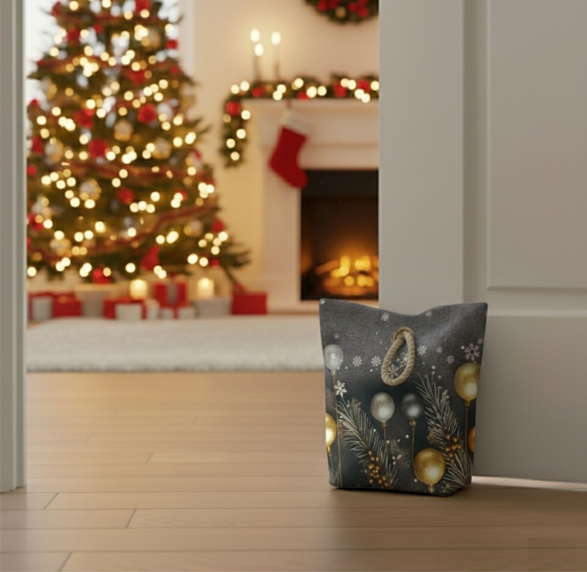 Dverová zarážka - závažie, Vianočné gule 22 x 23 cm