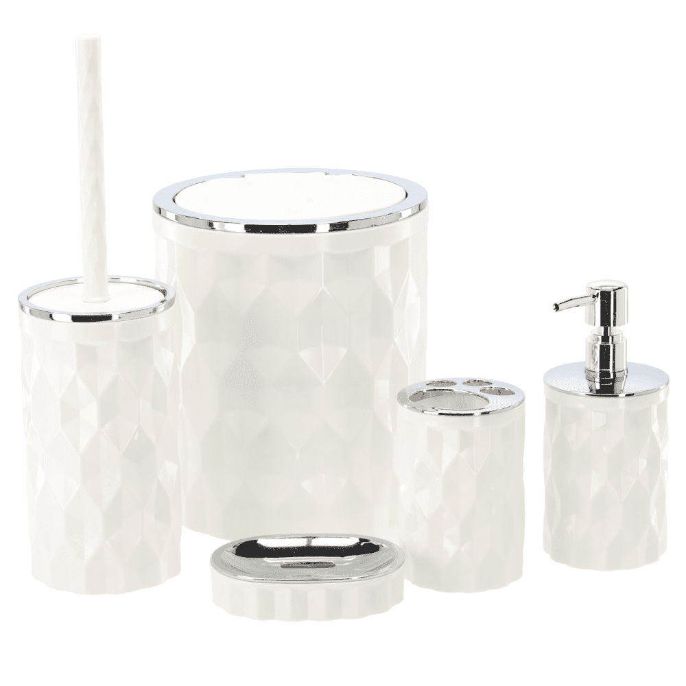 Sada kúpeľňových doplnkov, 5 dielna, biela, RABER