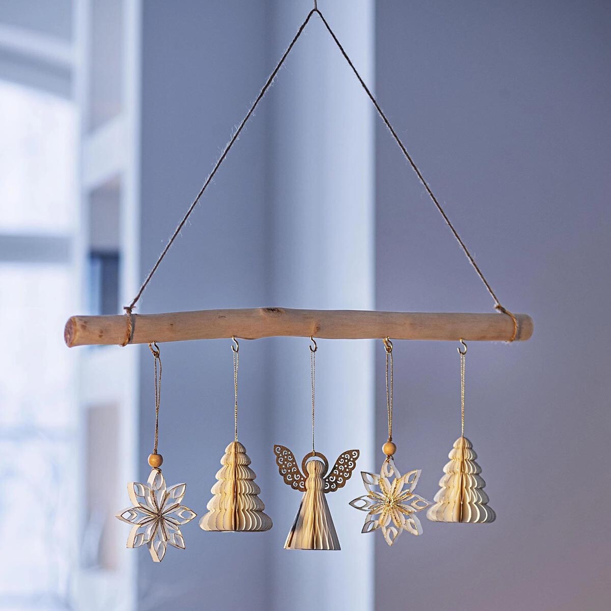 Dekoratívny závesný papierový anjelik, 3 ks