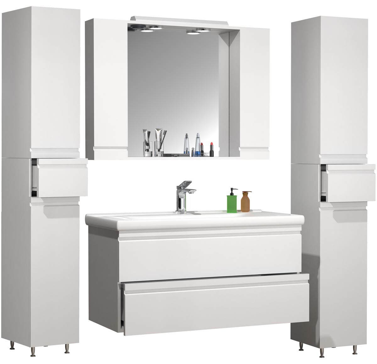 5-dielna umývadlová skrinka Silora XL, biela