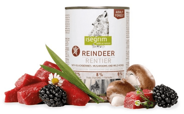 Isegrim Dog Adult Mono Reindeer pure with Blackberries Champignons & Herbs 6 x 400 g