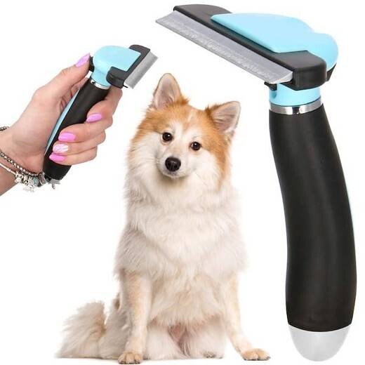 Samočistiaca kefa na čistenie srsti - čepeľ 10 cm - modro-čierna