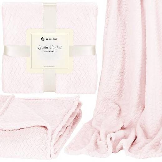 Obojstranná plyšová deka 130x180cm - cik cak - púdrová ružová