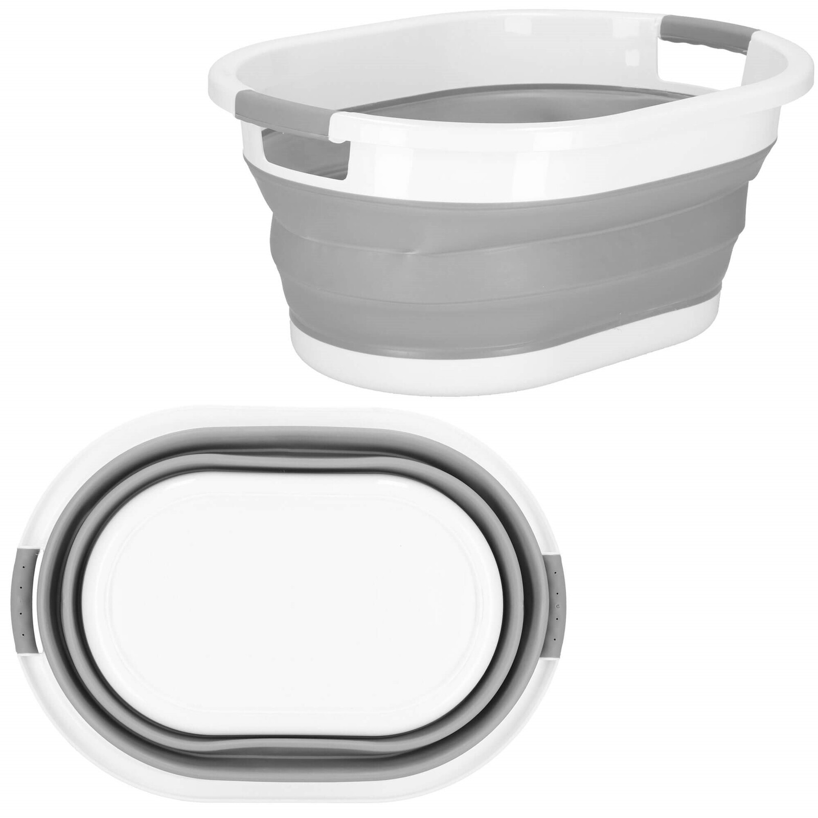 Skladací kôš na prádlo silikónový - 39L - šedo-biely