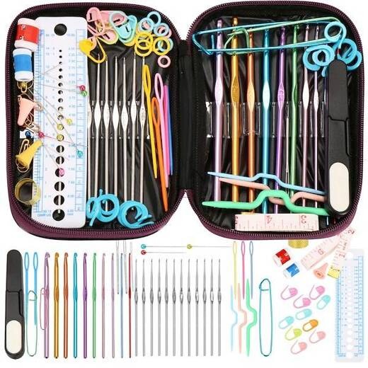 Súprava na háčkovanie s puzdrom - 100 ks