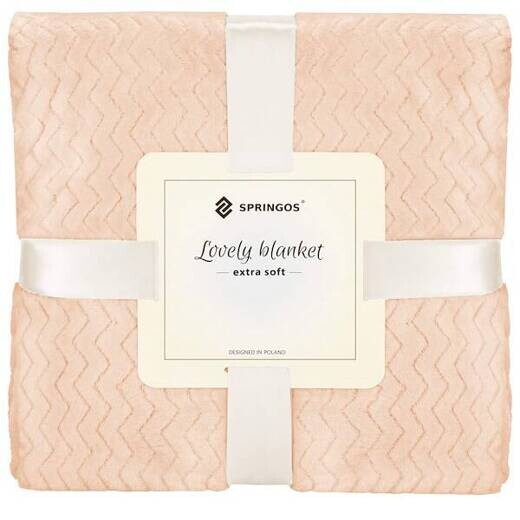 Obojstranná plyšová deka 160x200cm - cik cak - broskyňová