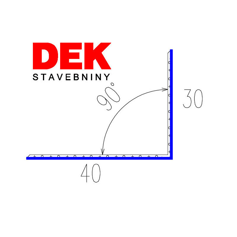 Lišta kútová vnútorná VIPLANYL PVC uhol 90° r.š. 70 mm 30×40 mm