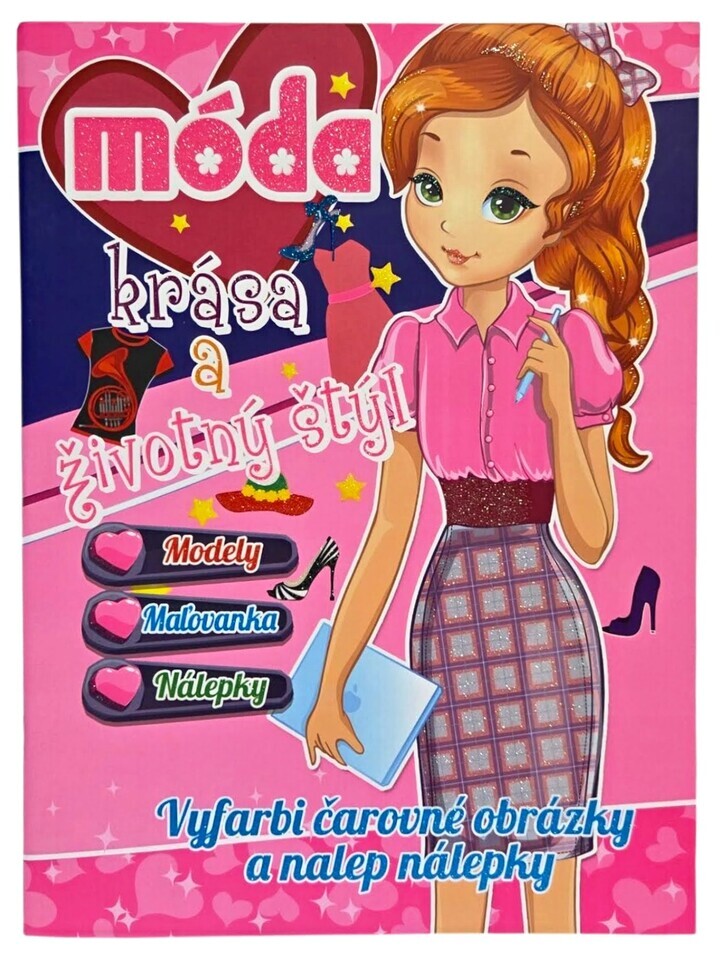 Móda, krása a životný štýl omaľovánka s nálepkami