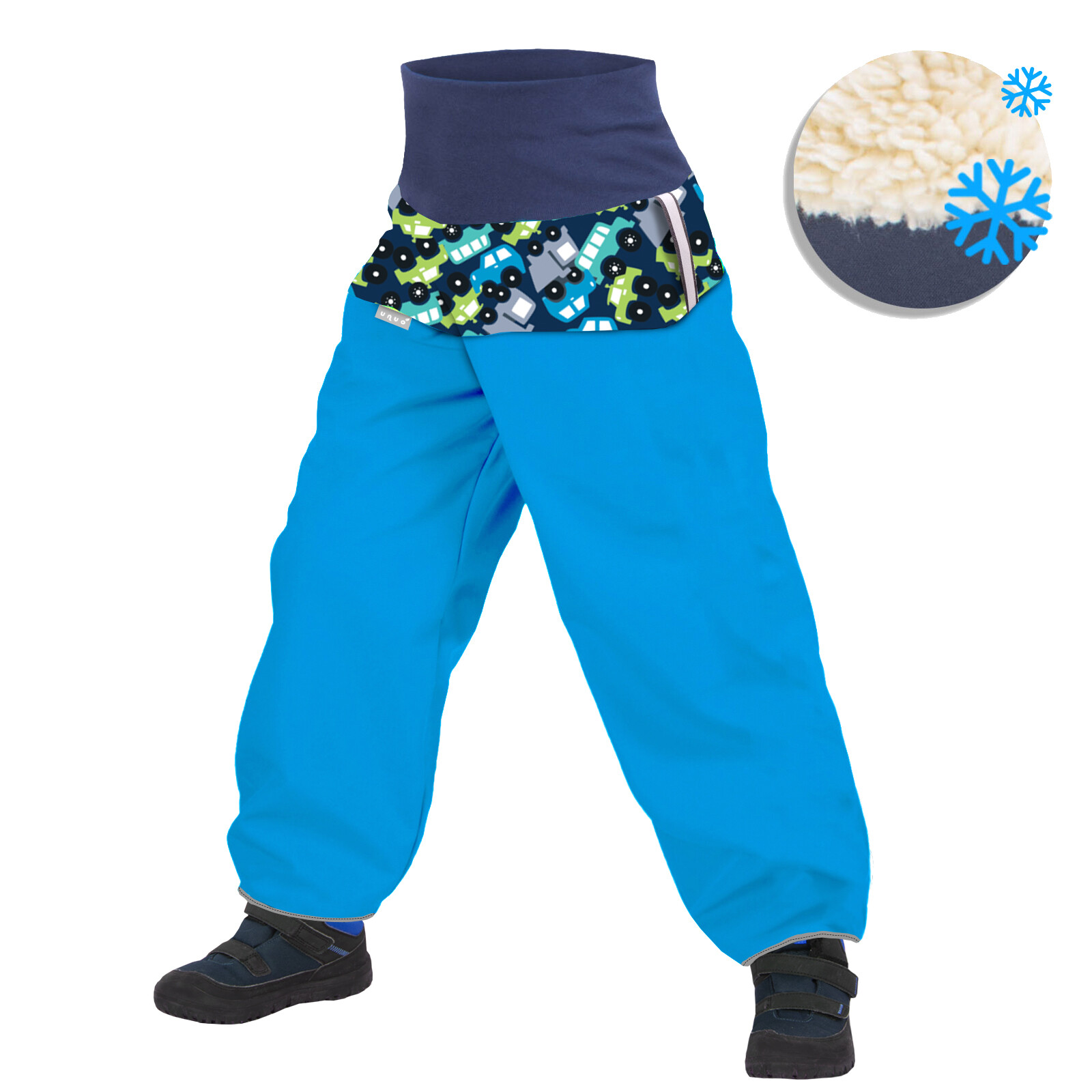 Unuo Unuo, Batoľacie softshellové oteplovačky sa Sherpa, Tyrkysová, Autíčka Veľkosť: 86/92 8596227077991