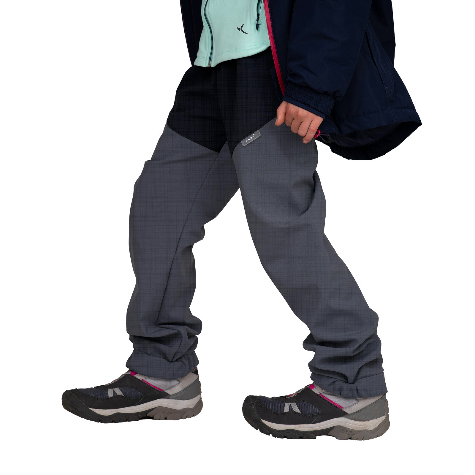 Unuo Unuo, Detské softshellové otepľovačky so sherpou Light, Šedá Žíhaná, Čierna Žíhaná Veľkosť: 98/104 8596227092277