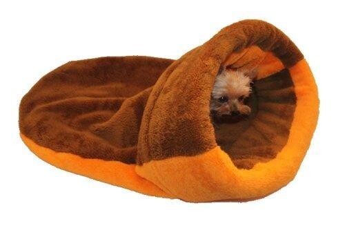 Marysa pelíšek 2v1 s lemem, hnědý/oranžový XL