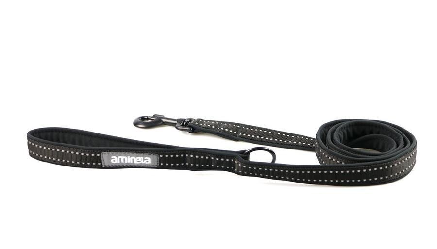 Aminela jednoduché vodítko podšité Sport & City 150cm/20mm, černá/černá