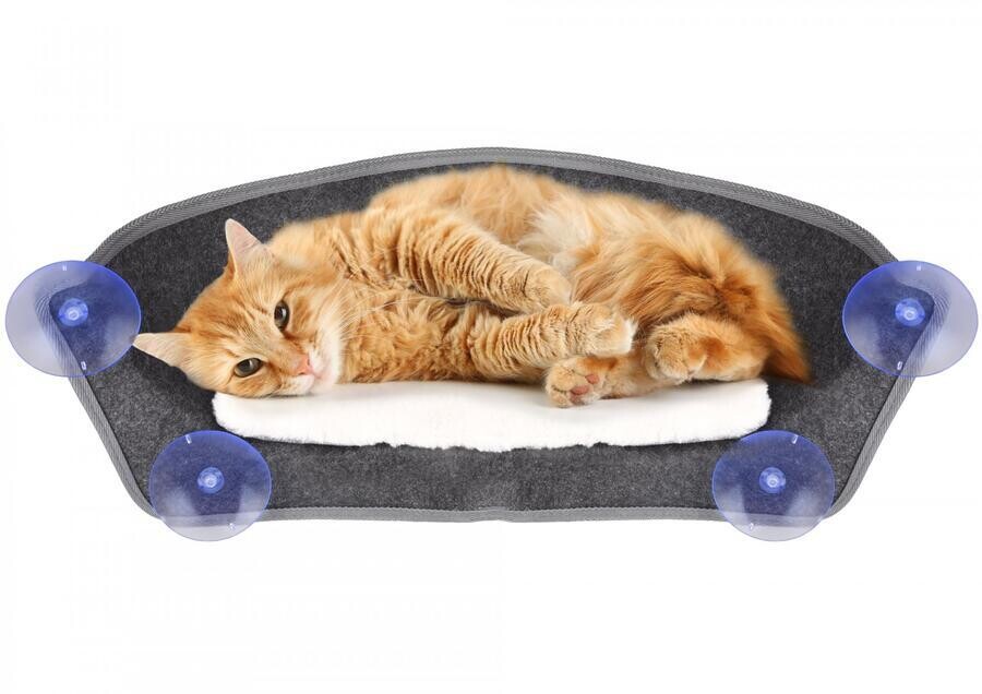 Flamingo Pelíšek BENJI závěsný na okno plstěný šedý 62x24,5x22,5cm