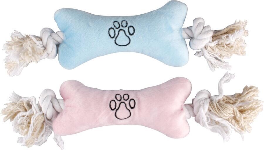 Flamingo Wessel Hračka pro štěňata Kost s lanem 40 cm