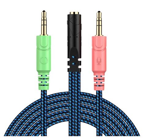 Prípojka na Audio kábel pre slúchadlá Sennheiser, Kingston HyperX, Bose, Logitech, JBL - Modrá, 20 cm