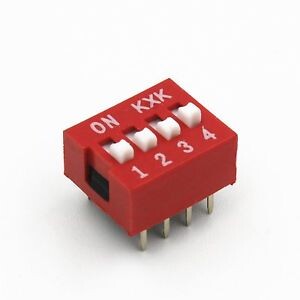 DIP prepínač - 2,54 mm; 4 pozície