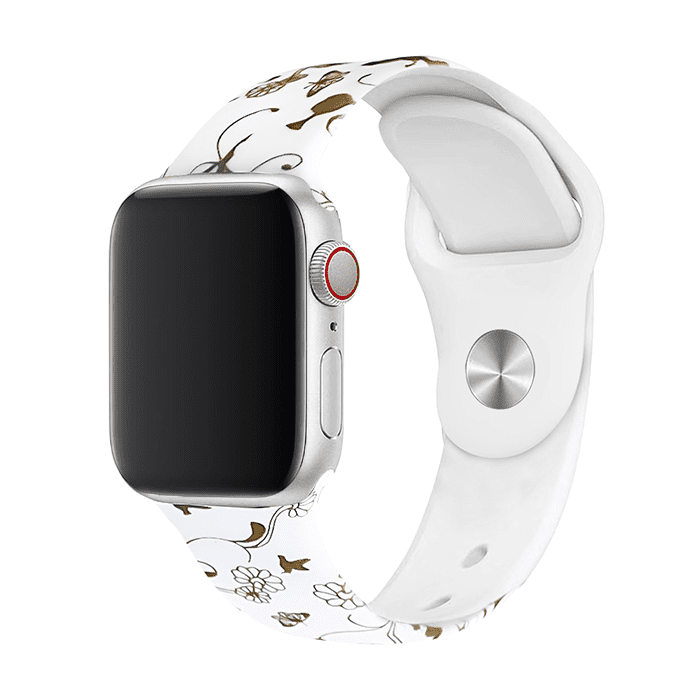 Remienok s potlačou na Apple Watch - Harmanček Veľkosť: 42/44/45/46/49mm, Obvod: M-L (stredný až väčší obvod zápästia), Farba: Biela