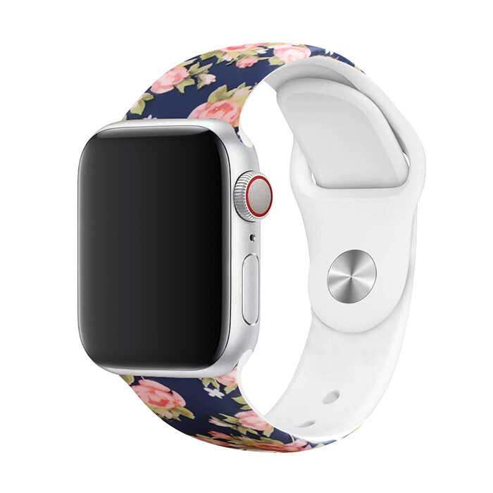 Remienok s potlačou na Apple Watch - S ružami Veľkosť: 38/40/41/42mm, Obvod: S-M (menší až stredný obvod zápästia), Farba: Čierna