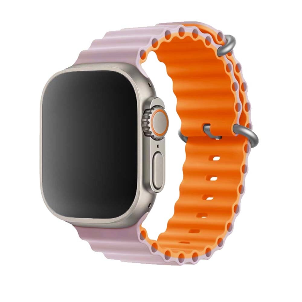 Štýlový vrúbkovaný remienok pre Apple Watch - Ružovo-oranžový Veľkosť: 42/44/45/46/49mm, Farba: Ružová