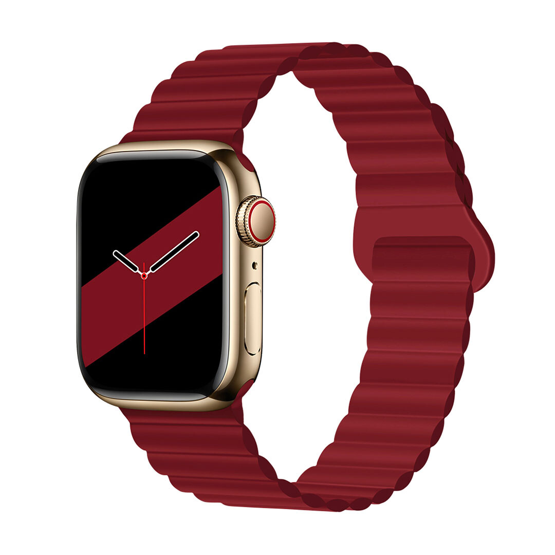 Štýlový remienok s magnetom na Apple Watch - Tmavo červený Veľkosť: 42/44/45/46/49mm, Farba: Maroon
