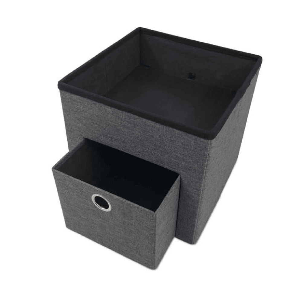 Sedací taburet s úložným priestorom SETIN — látka, sivá