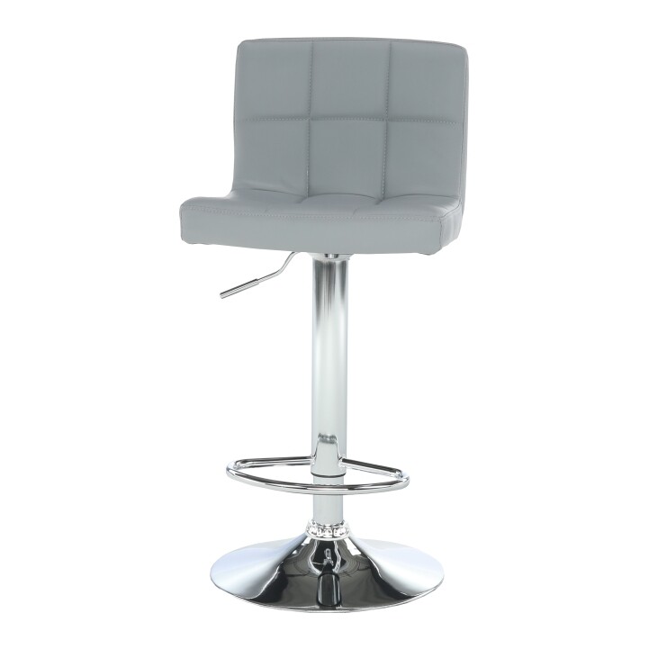 Barová stolička KANDY NEW — ekokoža šedá/chróm