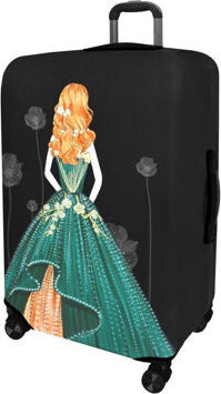 Kufryplus Obal na kufor Z22 Dáma v šatách, zelený L