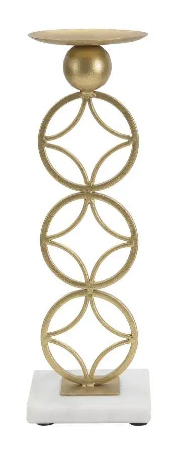 Kovový svícen Star 32 cm zlatý/mramor