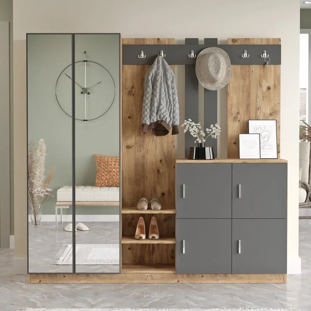 Predsieňová stena Houseland Gibson Atlantická borovica/antracitová sivá