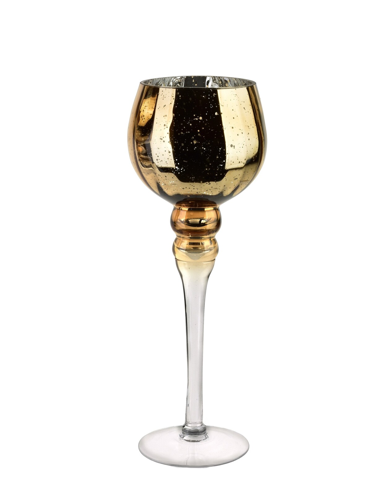 Skleněný svícen DONNA 35 cm zlatý