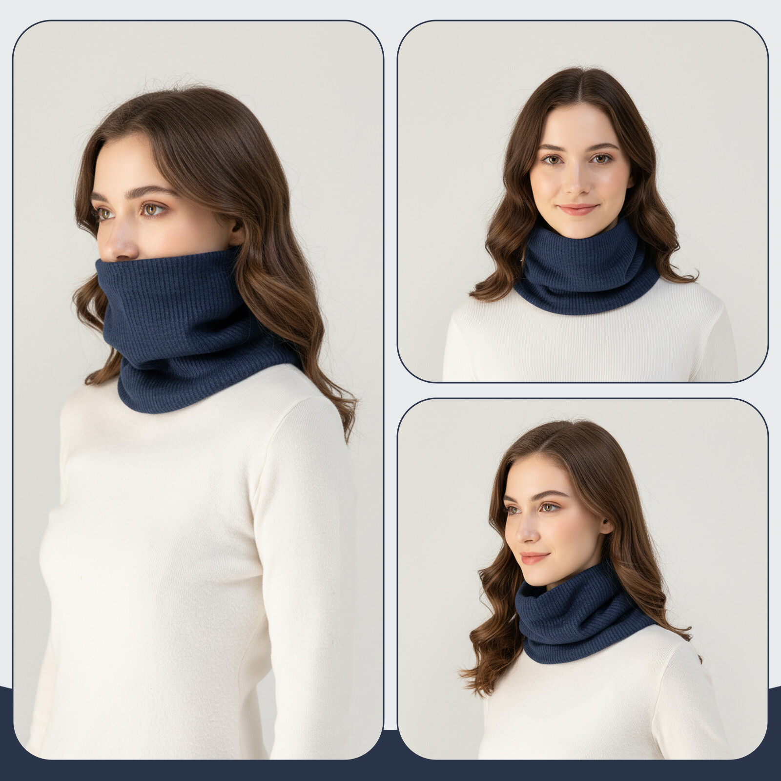 Pletený nákrčník s flísovou podšívkou Kono - navy