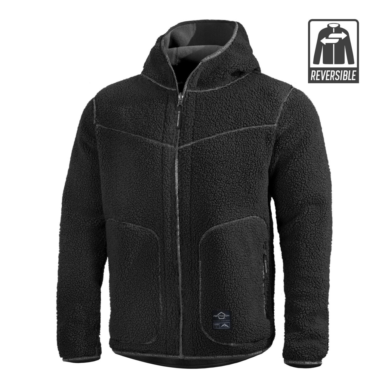 Bunda fleecová Pentagon Ianos Sherpa 2in1 Fleece (čierna, šedá), M