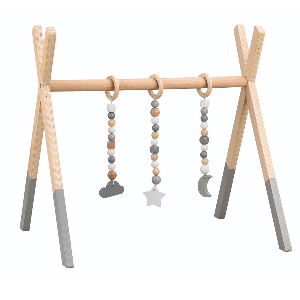 KONDELA Stares montessori drevená hrazda prírodná / sivá / biela