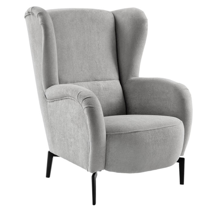 KONDELA Ramon kreslo (ušiak) sivá / čierna