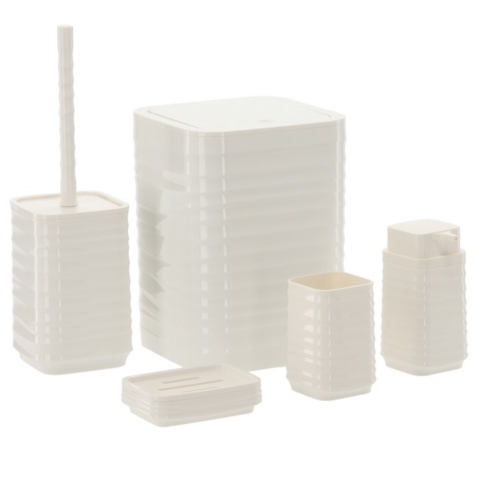 KONDELA Matio sada kúpeľňových doplnkov (5 ks) biela