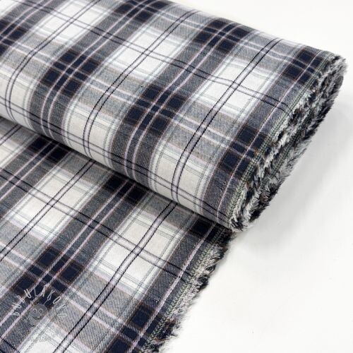Scottish Check YARN DYED BRUSHED white navy