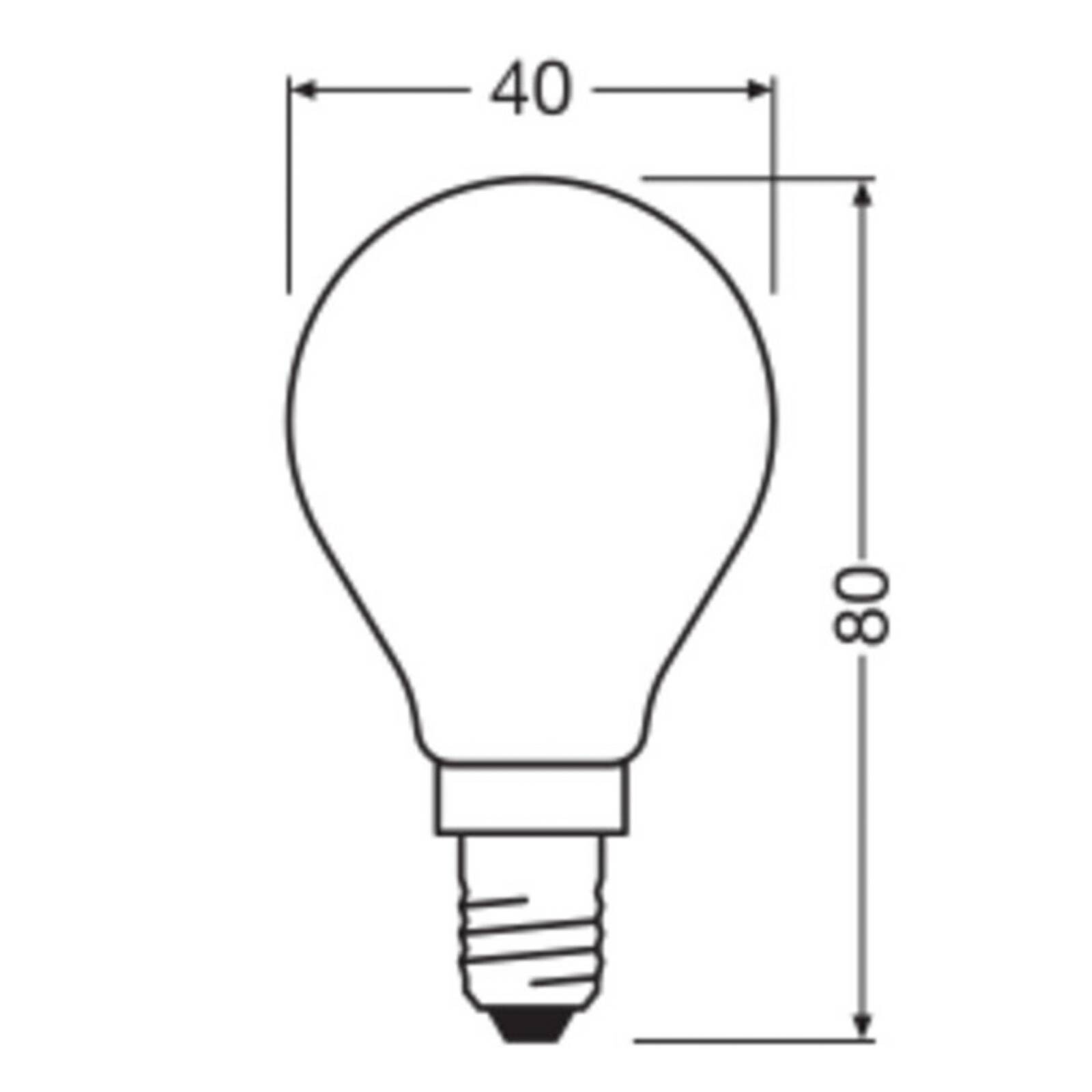 OSRAM LED žiarovka Tropfen, E14, 3,4 W, matná 2 700 K stmievateľné