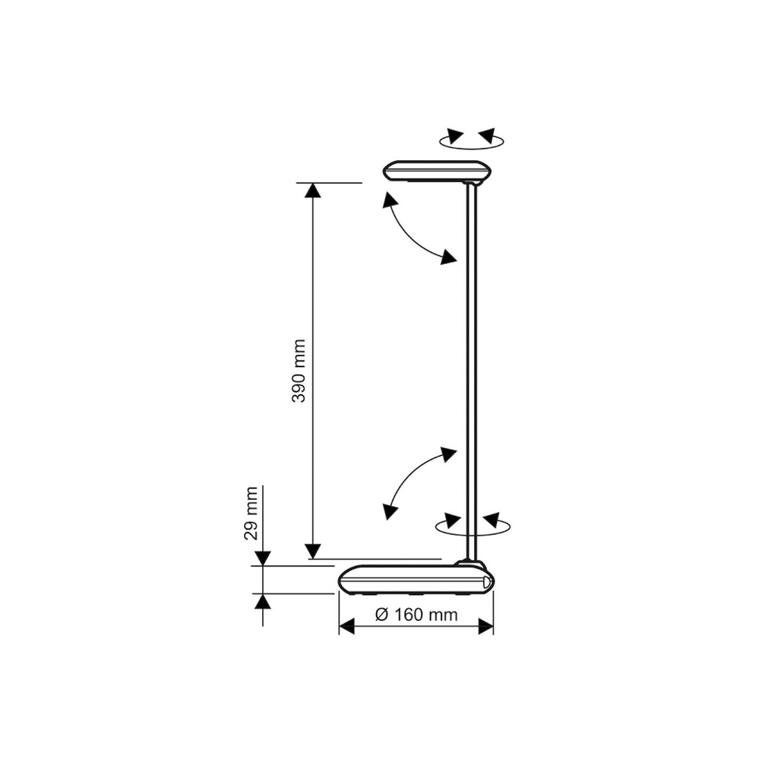 LED stolná lampa MAULstudy, strieborná, 49 cm, E27