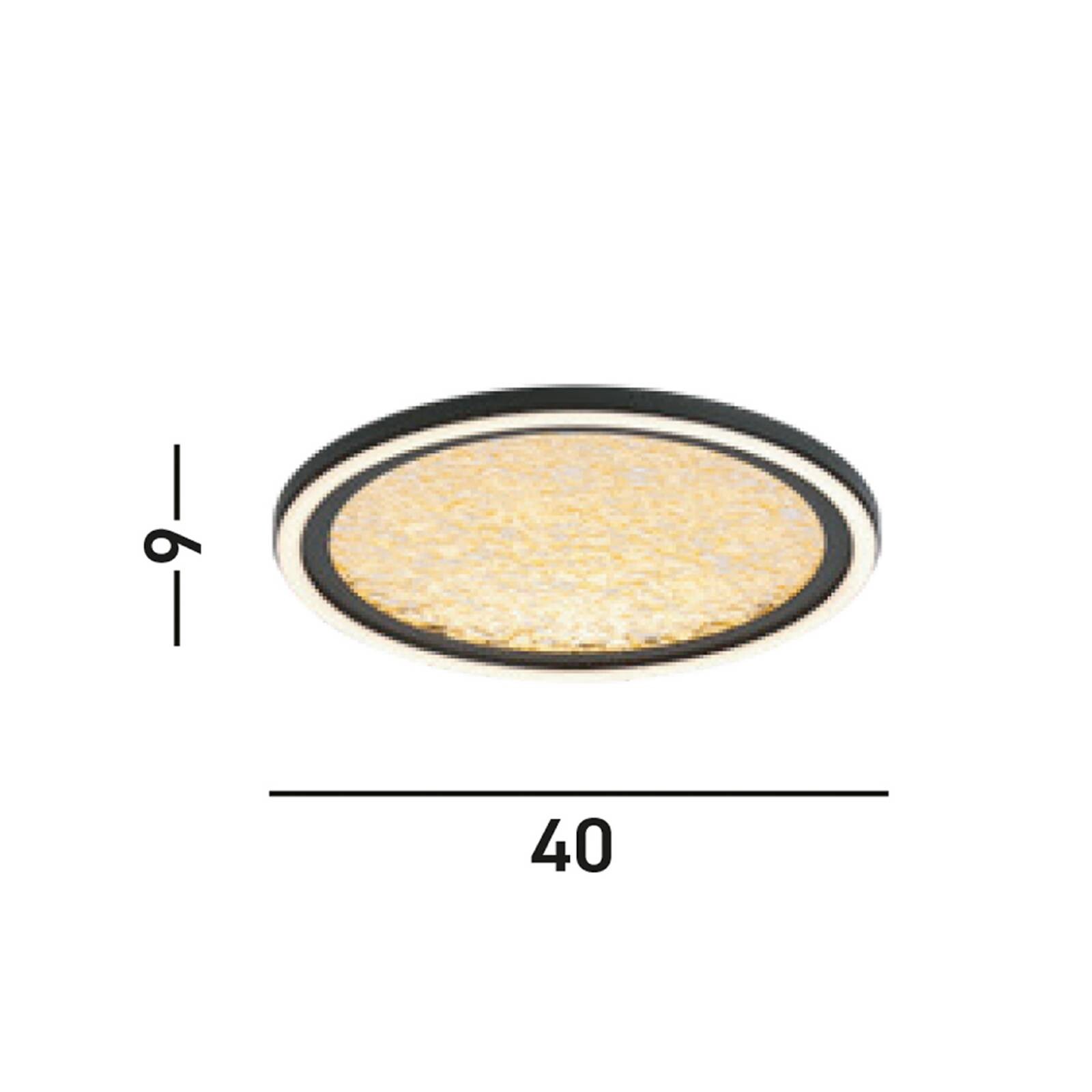 Stropné LED svetlo Luna, Ø 40 cm, čierna/zlatá farba, kov