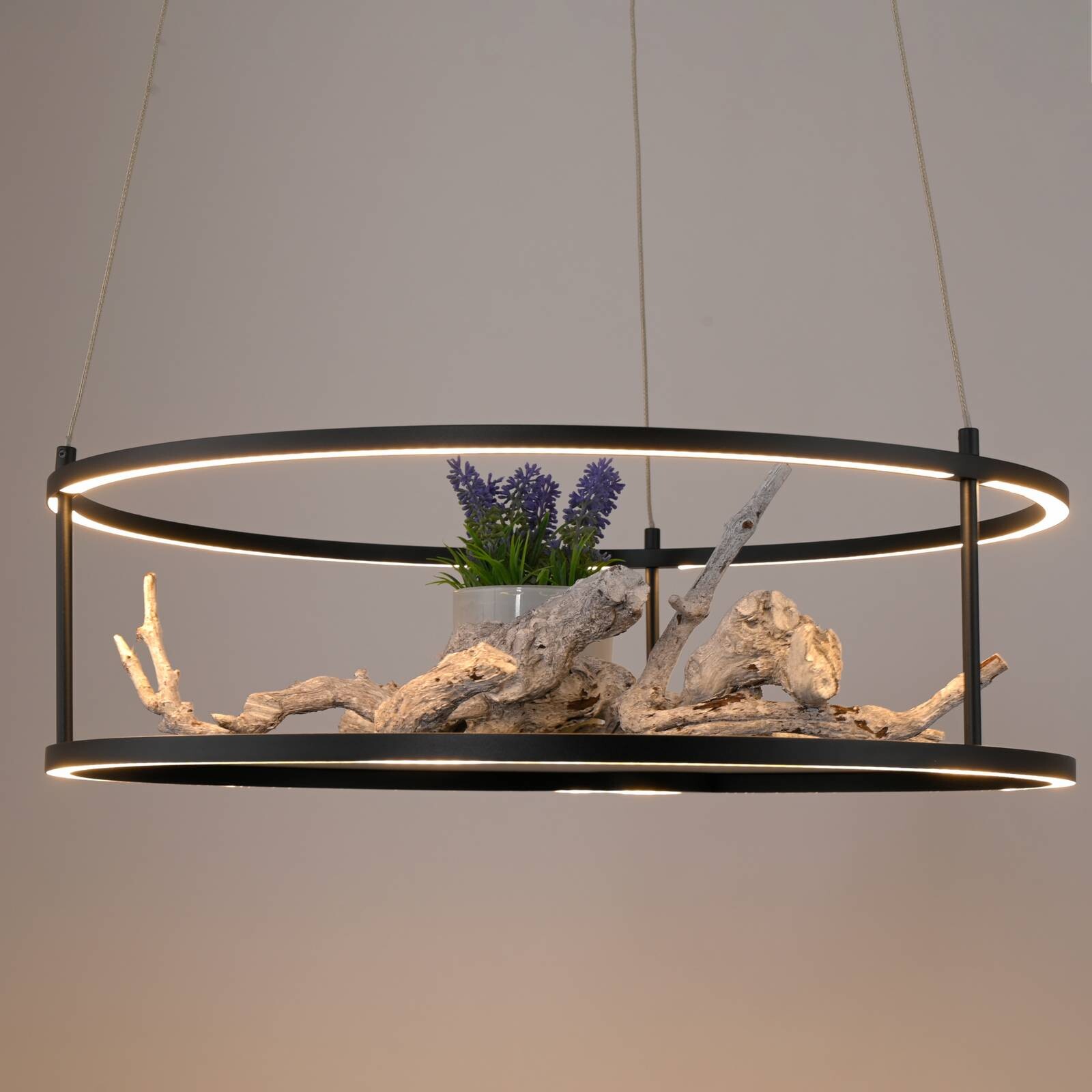 Paul Neuhaus LED závesné svietidlo Contura, čierna, Ø 50 cm