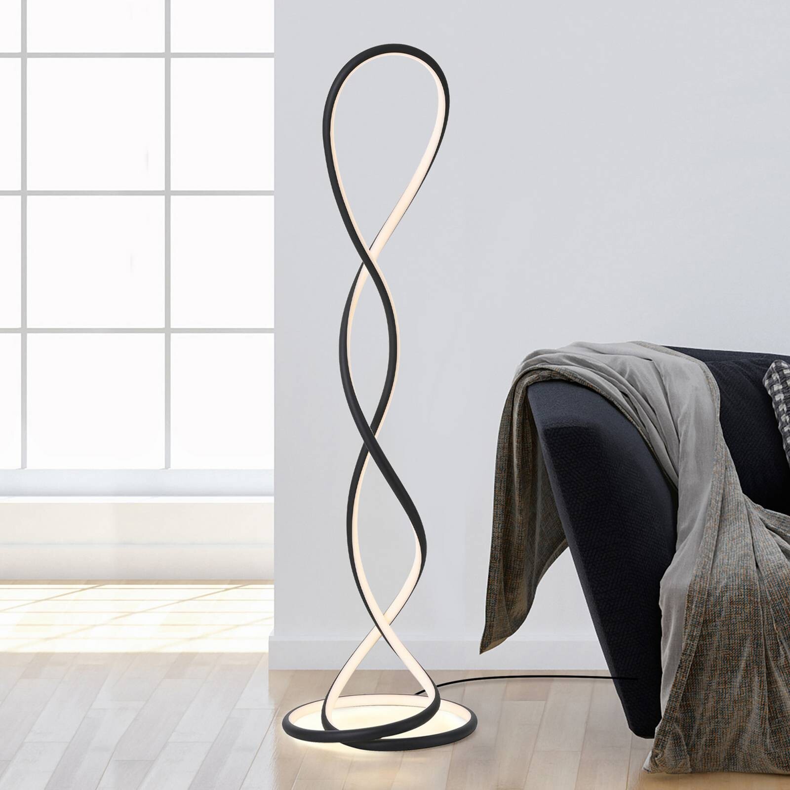 Paul Neuhaus LED stojacia lampa Twist, čierne, výška 143 cm